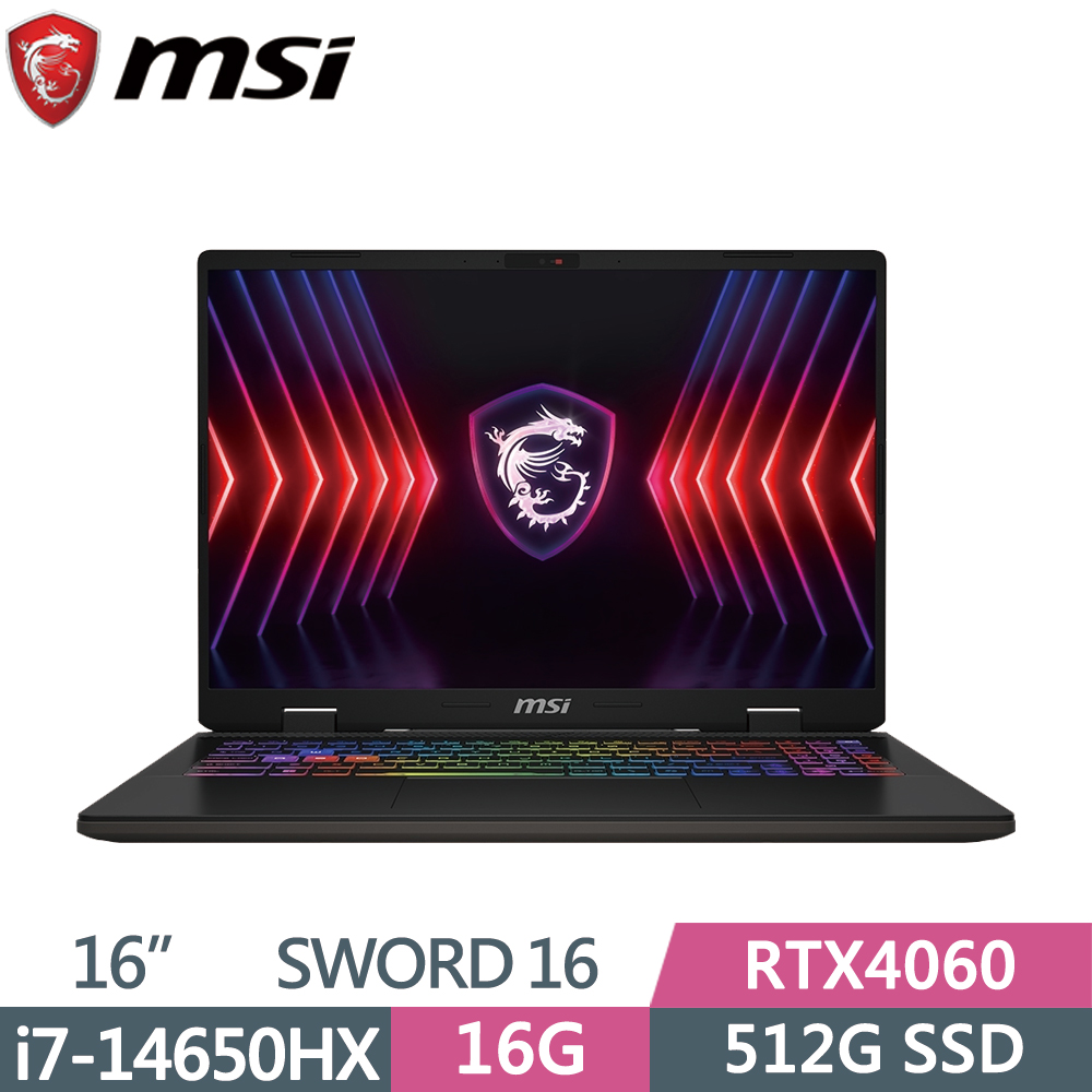 MSI 微星 SWORD 16 HX B14VFKG-485TW(i7-14650HX/16GB/512G SSD/RTX4060/W11/FHD+/144Hz/16)