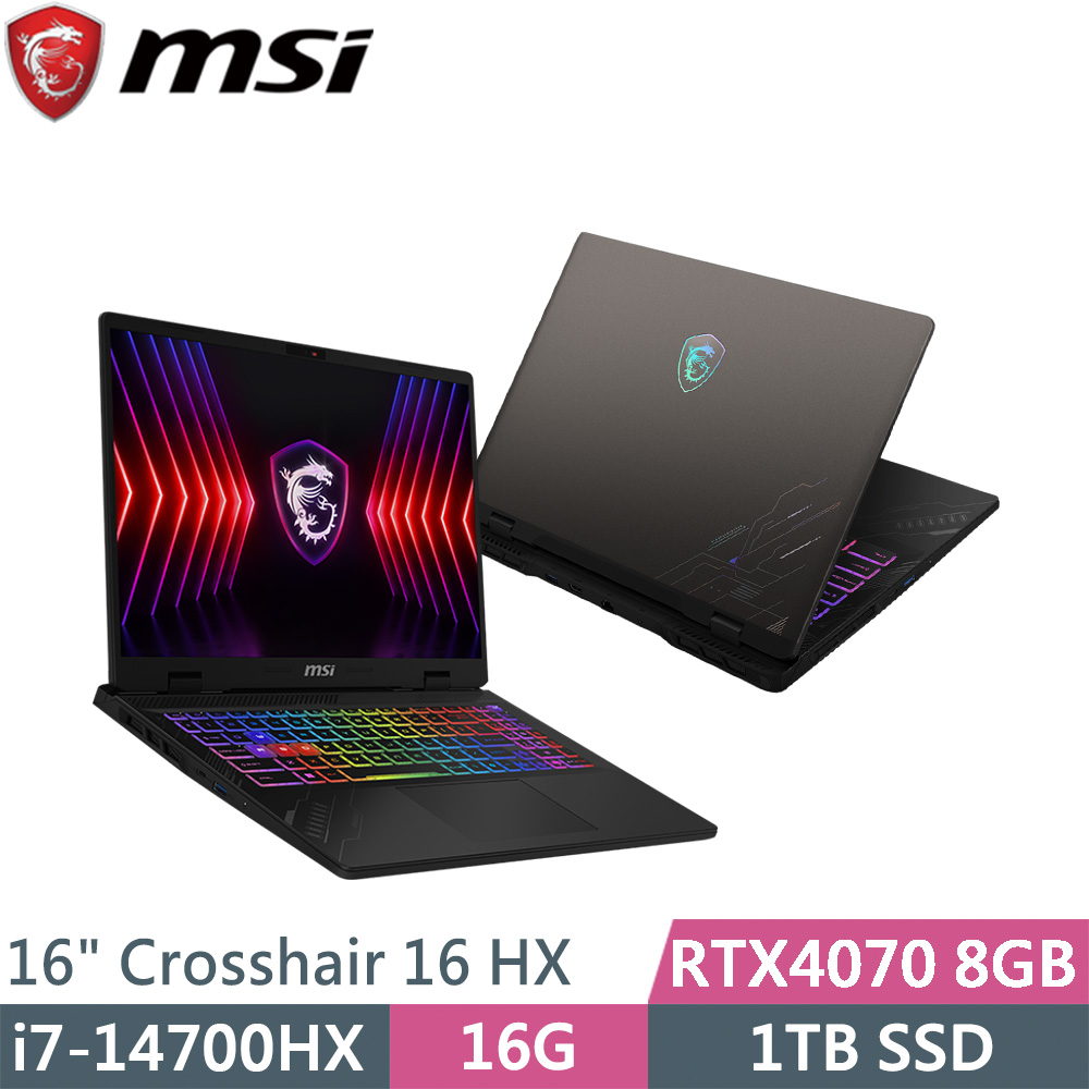 msi微星 Crosshair 16 HX D14VGKG-078TW 灰(i7-14700HX/16G/1TB SSD/RTX4070/W11/16)筆電