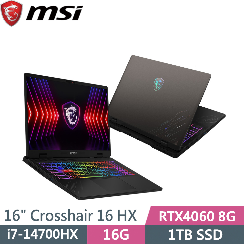 微星 Crosshair 16 HX D14VFKG-1036TW 灰(i7-14700HX/16G/1TB SSD/RTX4060/W11/16)筆電