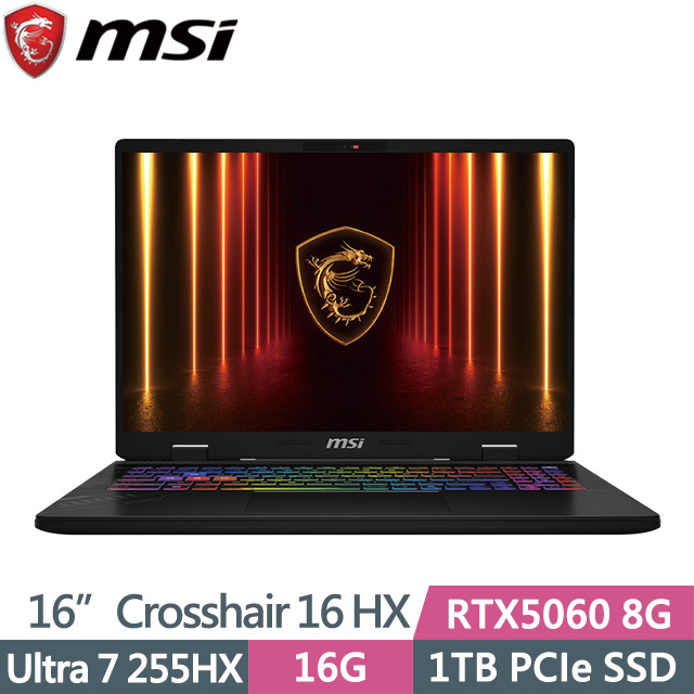 MSI 微星 Crosshair 16 HX AI D2XWFKG-024TW(Ultra 7 255HX/16G/1TB SSD/RTX5060 8G/16吋QHD+/W11)電競筆電