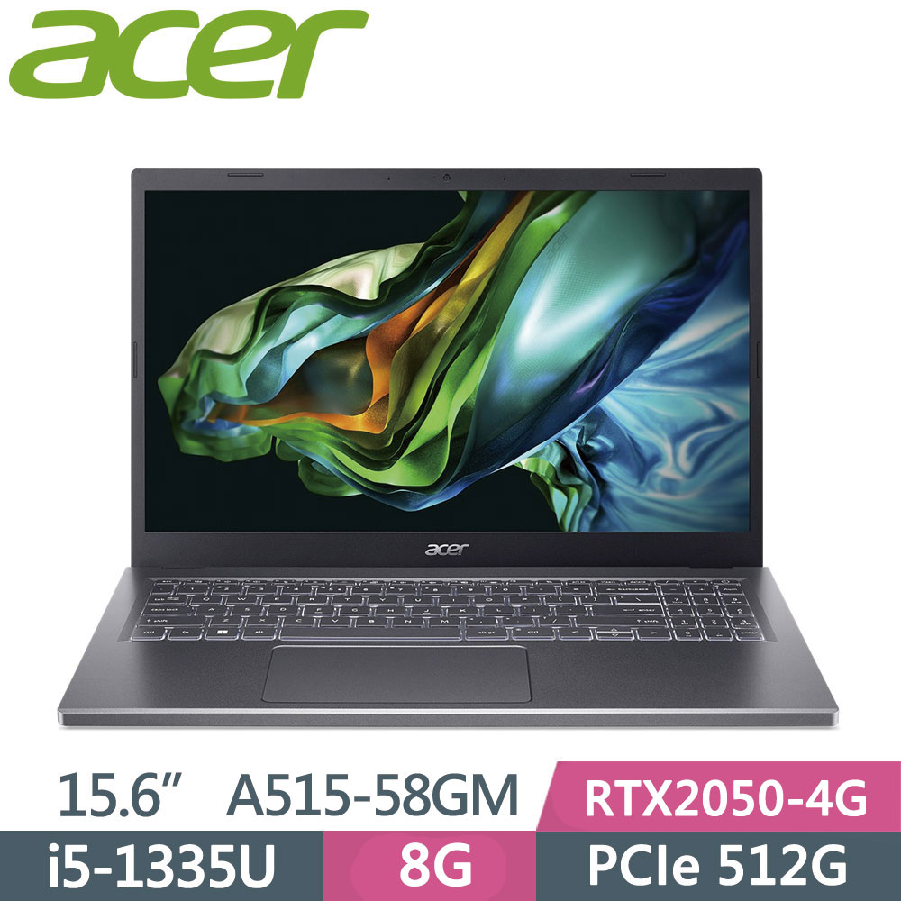 ACER Aspire 5 A515-58GM-510J 灰(i5-1335U/8G/512G SSD/RTX2050/W11/FHD/15.6)