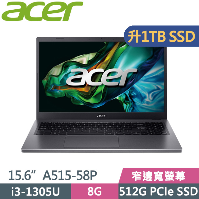 Acer Aspire5 A515-58P(i3-1305U/8G/1TB SSD/15.6吋FHD/W11)特仕