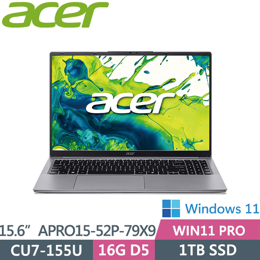 ACER 宏碁 AspirePRO APRO15-52P-79X9(CU7-155U/16G/1TB/W11P/15.6FHD)商務筆電