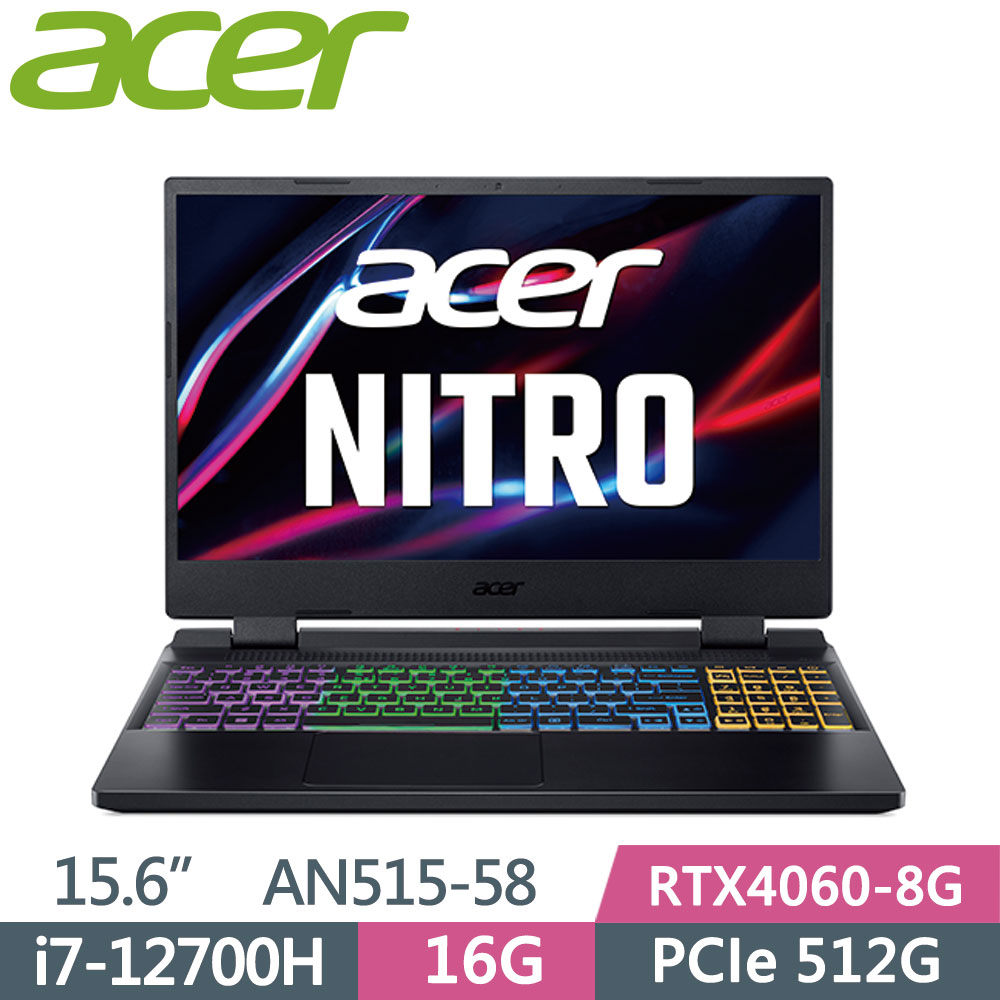 ACER Nitro5 AN515-58-79ZL 黑(i7-12700H/16G/512GB SSD/RTX4060-8G/W11/165Hz/15.6)