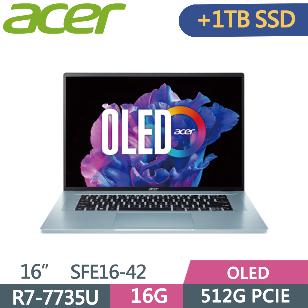 Acer Swift Edge SFE16-42-R260 銀(R7-7735U/16G/512G+1TB SSD/W11/4K WQUXGA/16)特仕