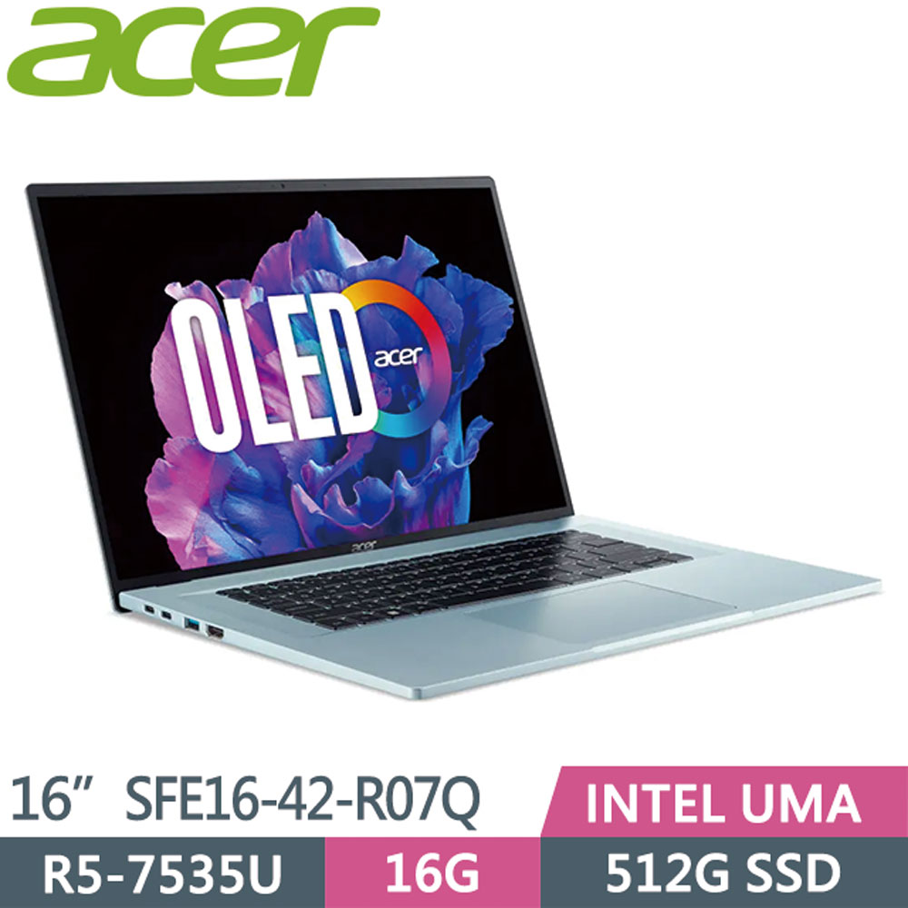 Acer Swift Edge SFE16-42-R07Q 極光銀(R5-7535U/16G/512GB PCIe/W11/WQUXGA/16) 美型輕薄筆電