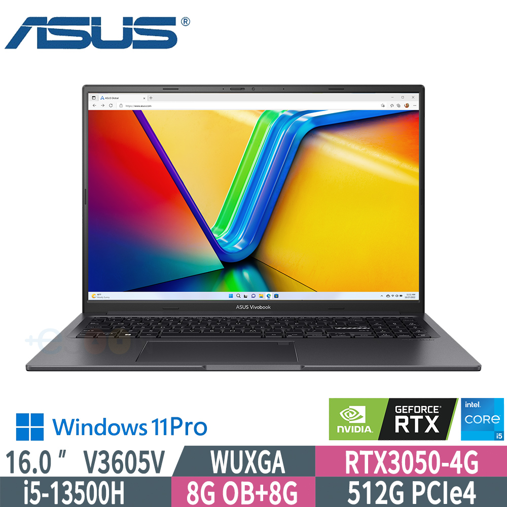 ASUS 華碩 V3605V 商務筆電 (i5-13500H/8G OB+8G/512G PCIe/RTX3050/WUXGA/W11P/16)
