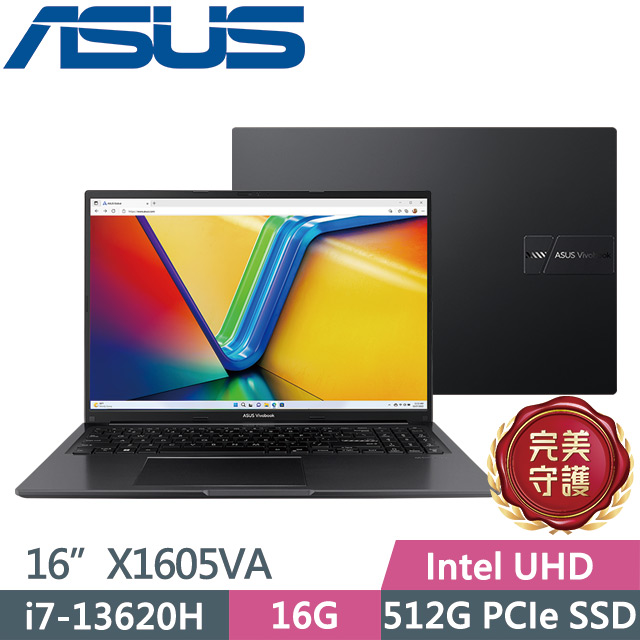 ASUS Vivobook 16 X1605VA-0251K13620H 搖滾黑(i7-13620H/16G/512G SSD/16吋WUXGA/W11)效能筆電