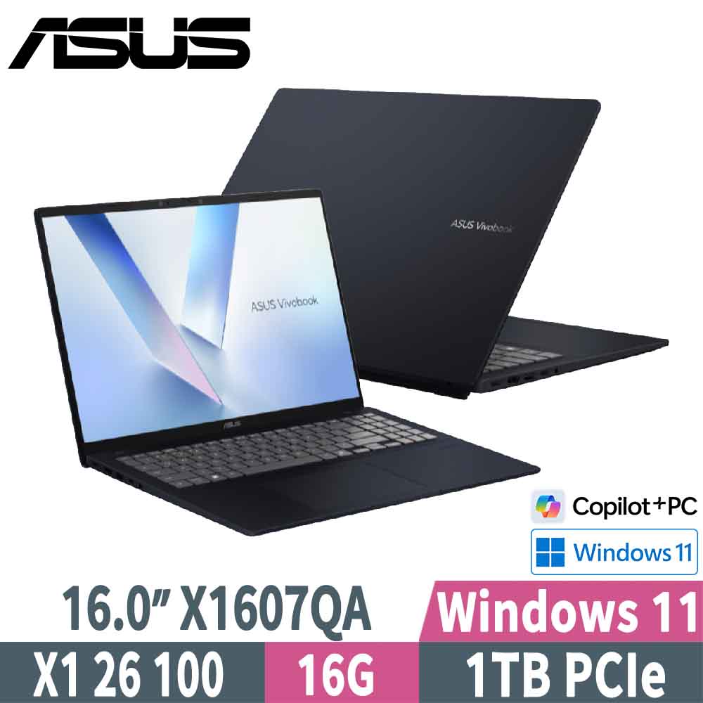 ASUS 華碩 Vivobook 16 X1607QA-0061B126100(X1 26 100/16G/1TB SSD/W11/16)藍
