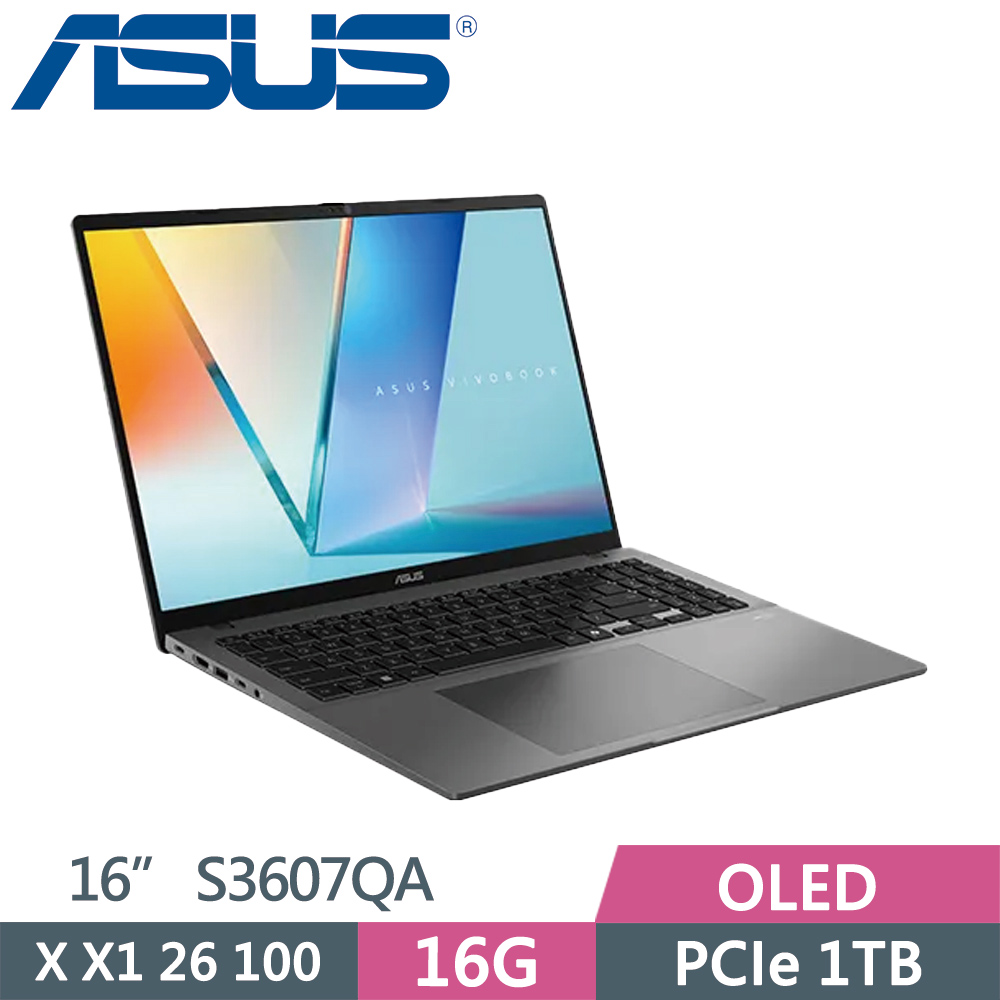 ASUS 華碩 VivoBook S16 S3607QA-0032G26100 灰(X1 26 100/16G/1TB SSD/16/W11)