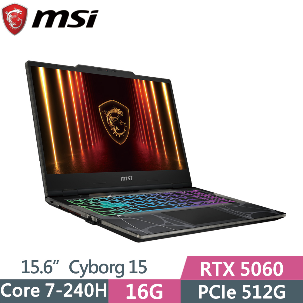 MSI 微星 Cyborg 15 B2RWFKG-027TW (Core 7 240H/16G/512G SSD/RTX5060/15.6/W11)