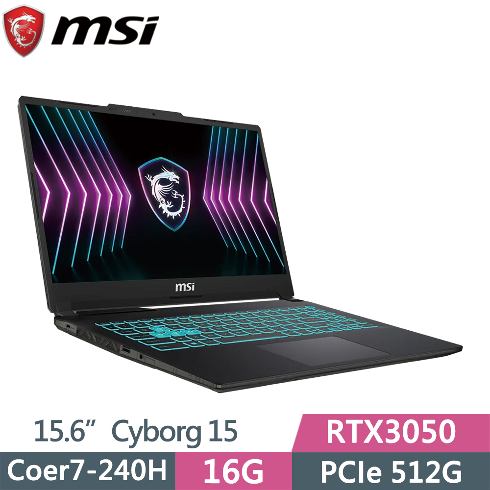 MSI 微星 Cyborg 15 A2RUDX-2095TW (Core 7 240H/16G/512G SSD/RTX3050/15.6/W11)