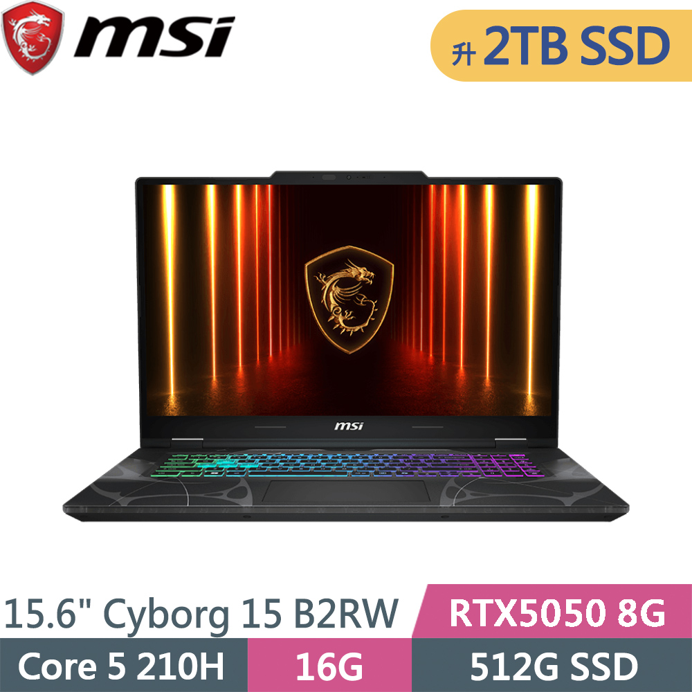 MSI 微星 Cyborg 15 B2RWEKG-892TW-SP5 黑(Core 5 210H/16G/2TB SSD/RTX5050 8G/W11/15.6)特仕筆電