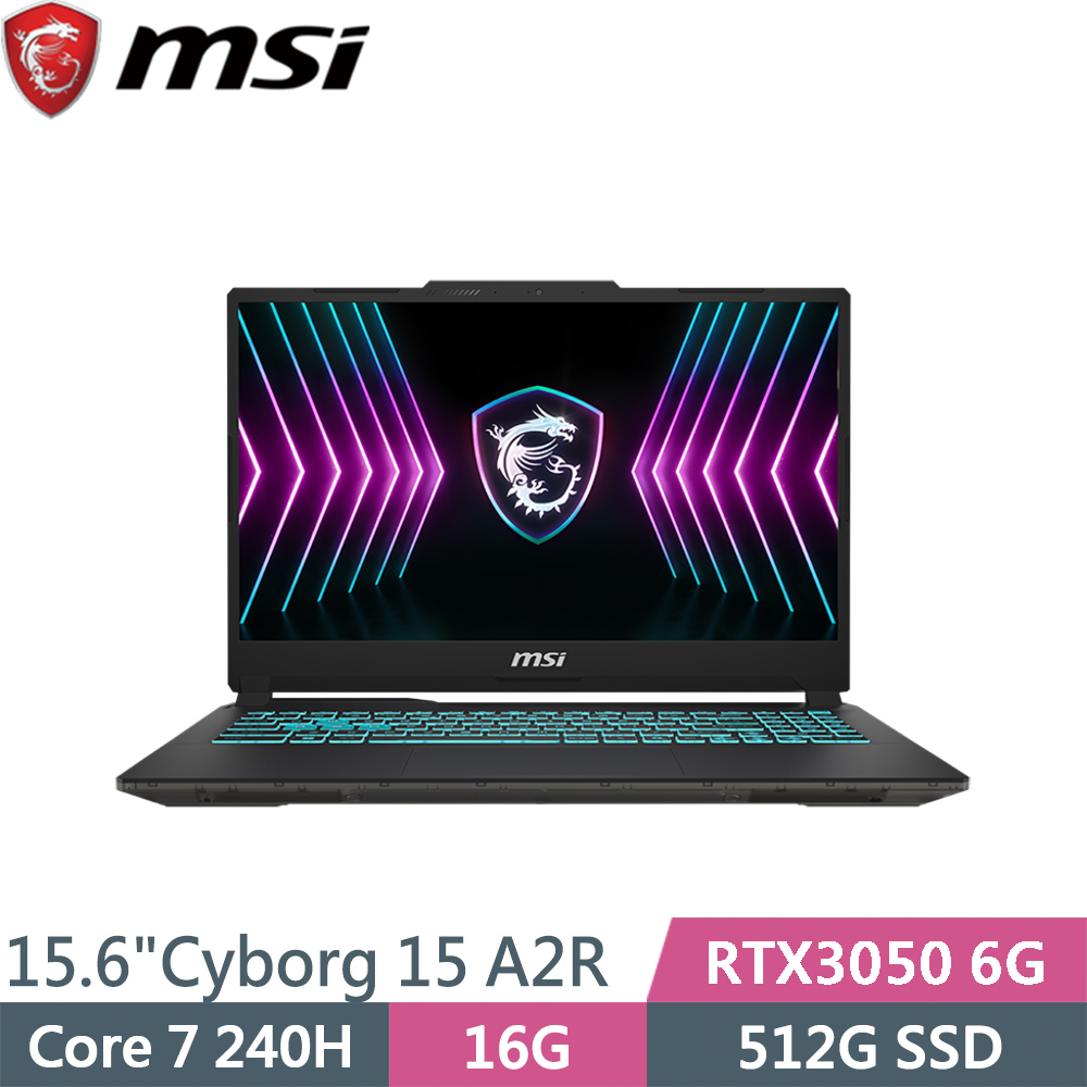 MSI 微星 Cyborg 15 A2RUDX-2095TW 黑(Core 7 240H/16G/512G SSD/RTX3050 6G/W11/15.6)筆電