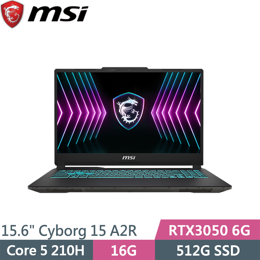 MSI 微星 Cyborg 15 A2RUDX-2288TW 黑(Core 5 210H/16G/512G SSD/RTX3050 6G/W11/15.6)筆電