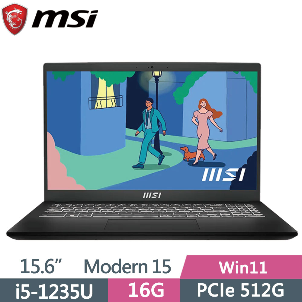 MSI 微星 Modern 15 B12M-435TW 黑(i5-1235U/16G/512G SSD/W11/FHD/15.6)