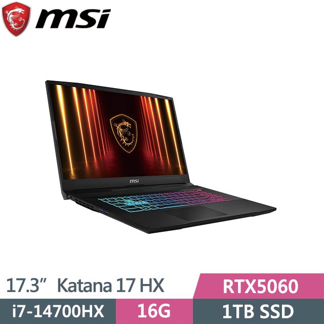 MSI 微星 Katana 17 HX B14WFK-288TW (i7-14700HX/16G/1TB/RTX5060/Win11/17.3吋)