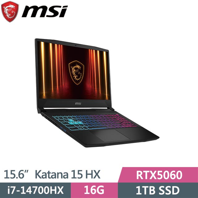 MSI 微星 Katana 15 HX B14WFK-884TW (i7-14700HX/16G/1TB/RTX5060/Win11/15.6吋)