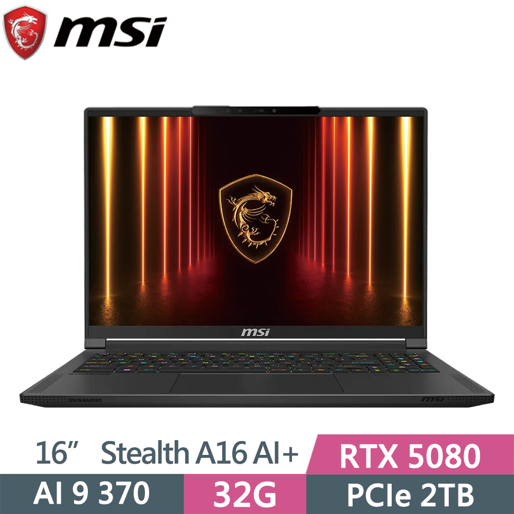 MSI 微星 Stealth A16 AI+ A3XWIG-025TW (Ryzen AI 9 370/32G/2TB SSD/RTX5080/WIN11/16)