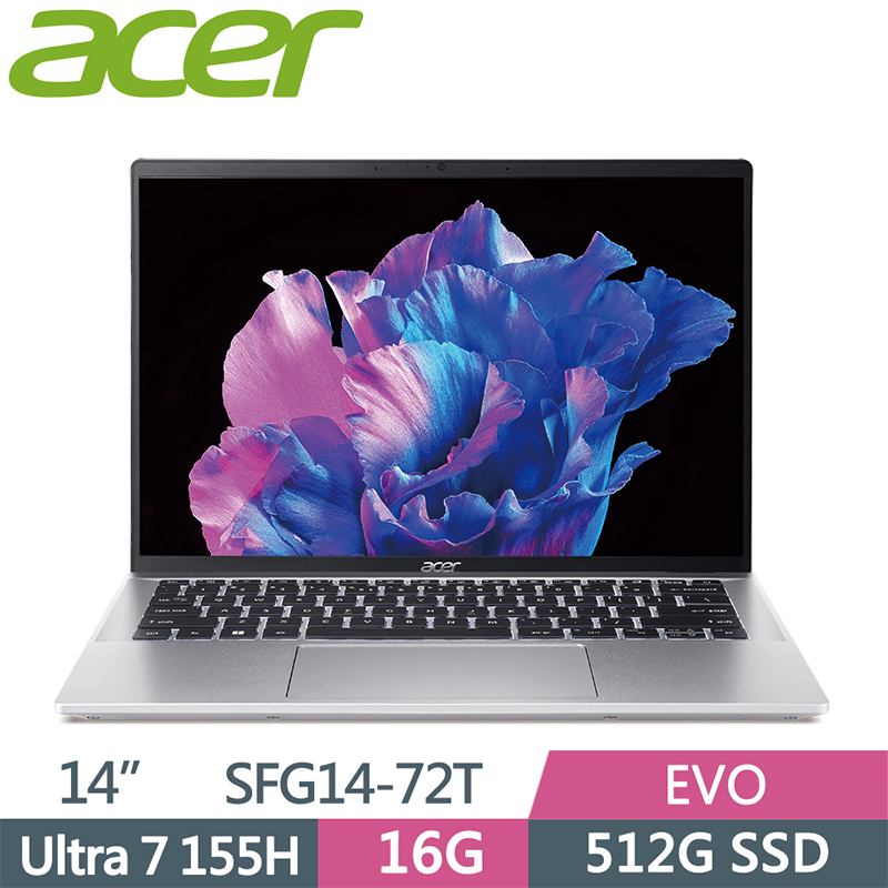 ACER Swift GO SFG14-72T-70KR 銀(Intel Core Ultra 7 155H/16G/512G PCIe/W11/WUXGA/14)