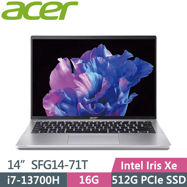 Acer Swift GO SFG14-71T-70D9 銀(i7-13700H/16G/512G SSD/14吋WUXGA/W11)觸控筆電