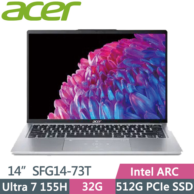 Acer Swift GO SFG14-73T-79BT 銀(Ultra 7 155H/32G/512G SSD/14吋WUXGA/W11)AI觸控筆電