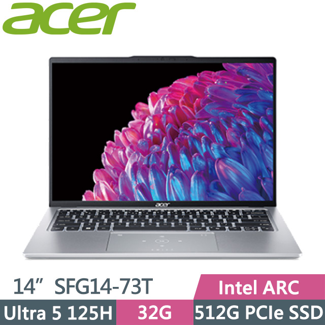 Acer Swift GO SFG14-73T-50NA 銀(Ultra 5 125H/32G/512G/Intel ARC/14吋WUXGA/W11)AI效能筆電