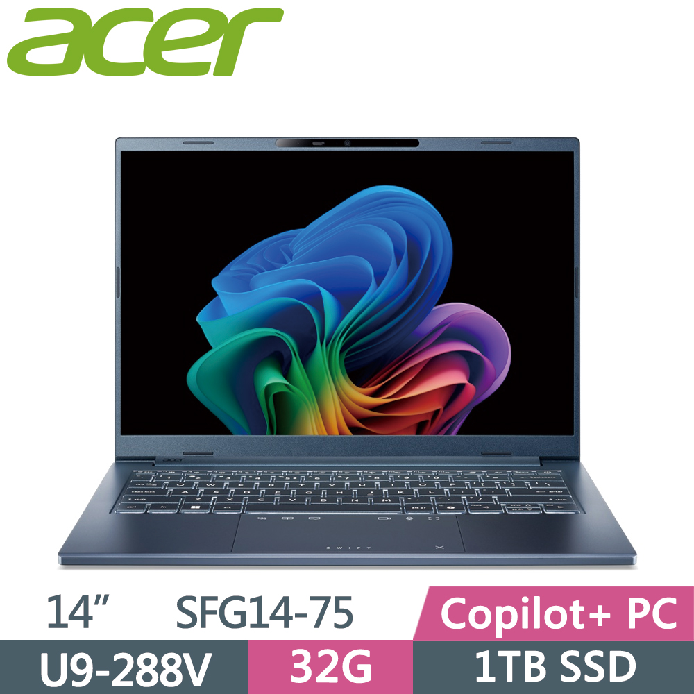 ACER 宏碁 Swift Go 14 SFG14-75-9407 14吋 AI筆電 藍(U9-288V/32G/1TB SSD/W11)