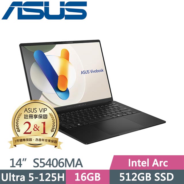 ASUS Vivobook S14 OLED S5406MA-0028K125H 黑(Ultra 5-125H/16G/512G SSD/Win11/14吋) AI筆電