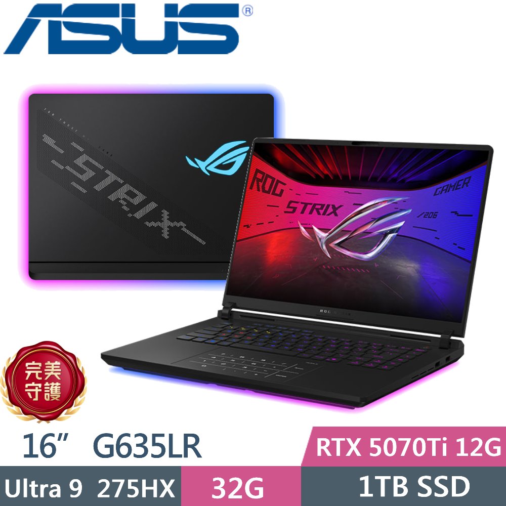 ASUS ROG Strix SCAR 16 G635LR-0031A275HX-NBLM (Ultra 9 275HX/32GB/1TB/RTX 5070 Ti/16/W11)