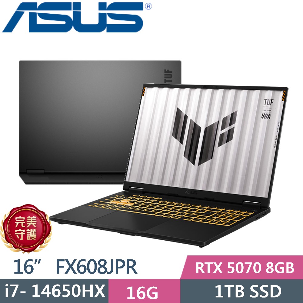 ASUS 華碩 TUF Gaming F16 FX608JPR-0091A14650HX (i7-14650HX/16GB/1TB PCIe/RTX 5070/16/W11)