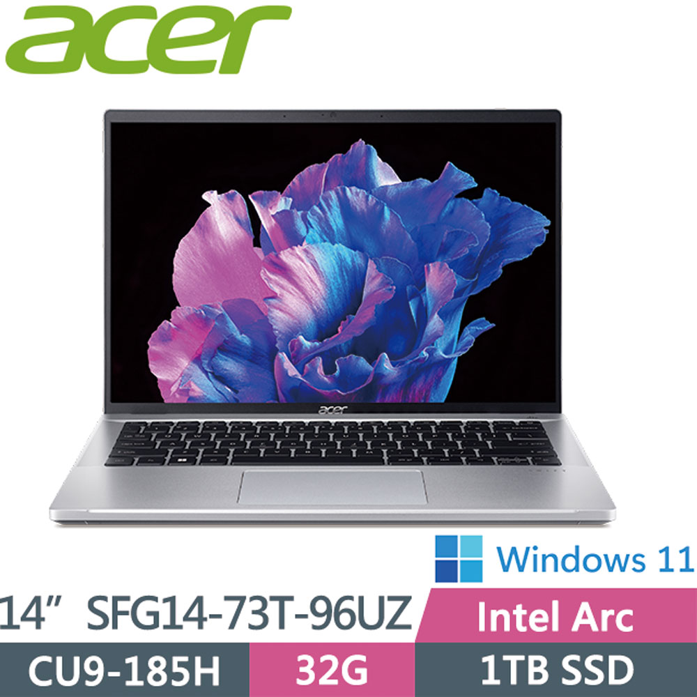 ACER Swift GO SFG14-73T-96UZ 銀(CU9-185H/32G/1TB PCIe/W11/WUXGA 霧面/14)AI觸控輕薄筆電