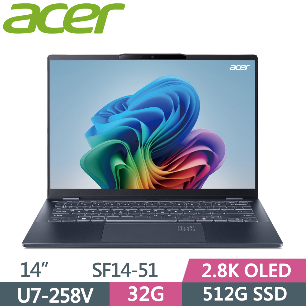ACER Swift 14 AI SF14-51-7219 藍 (Ultra 7-258V/32G/512G SSD/W11/OLED/14)