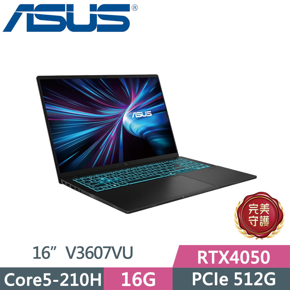 ASUS 華碩 V16 V3607VU-0091K210H 黑 (Core5-210H/16G/SSD 512GB/RTX4050 6G/14/W11)