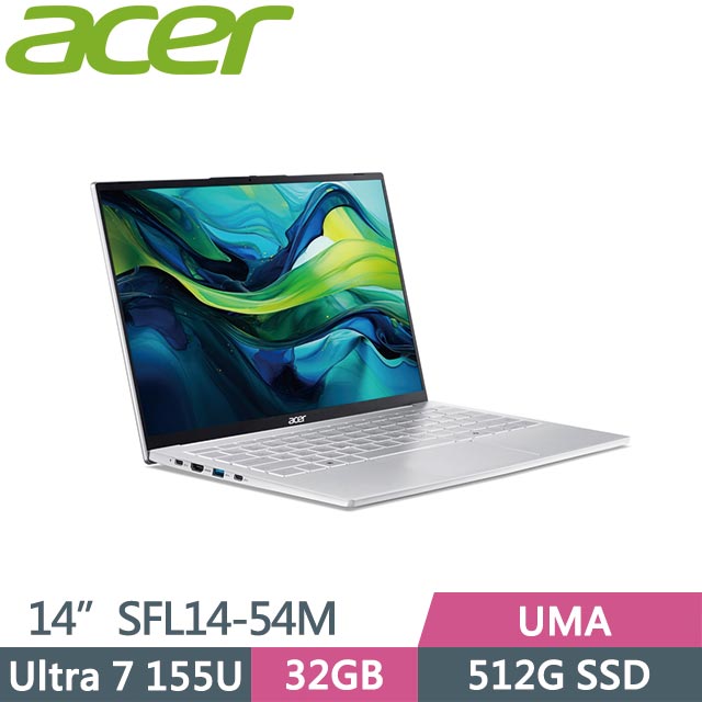 ACER Swift Lite 14 SFL14-54M-760F 銀 (Ultra 7 155U/32G/512GB/Win11/14吋) AI筆電