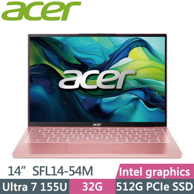 ACER Swift Lite SFL14-54M-73E9 幻境粉(Ultra 7 155U/32G/512G SSD/14吋WUXGA/W11)AI效能筆電
