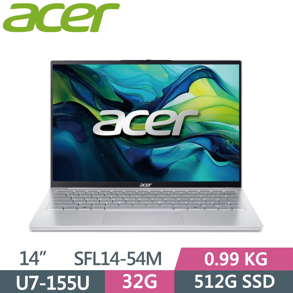 ACER 宏碁 Swift Lite 14 SFL14-54M-72JK 14吋 輕薄筆電 銀 (Ultra7 155U/32G/512G SSD/W11)