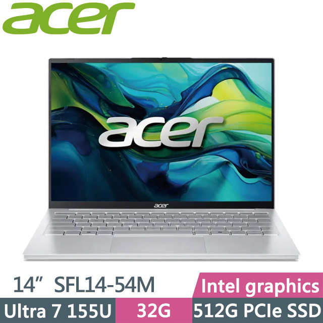 ACER 宏碁 Swift Lite SFL14-54M-72JK 銀(Ultra 7 155U/32G/512G SSD/14吋WUXGA/W11)AI效能筆電
