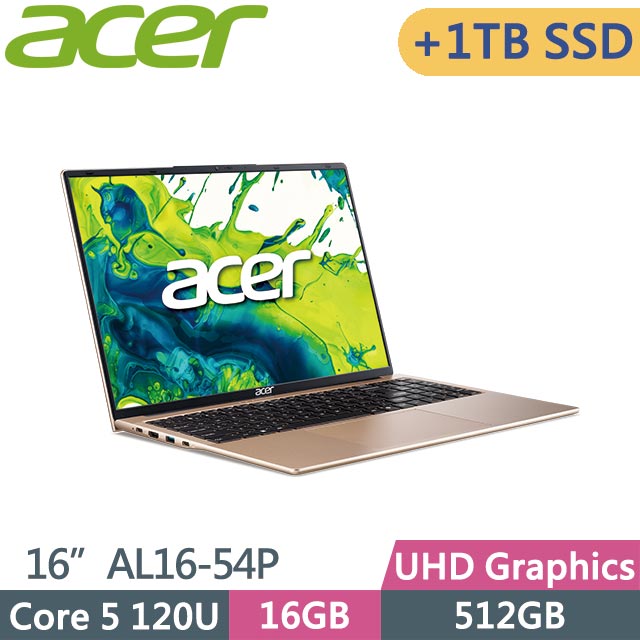 ACER 宏碁 Aspire Lite 15 AL16-54P-53R5 (Core 5 120U/16GB/512GB+1TB/Win11/16吋) 特仕筆電
