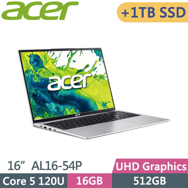 ACER 宏碁 Aspire Lite 15 AL16-54P-596E (Core 5 120U/16GB/512GB+1TB/Win11/16吋) 特仕