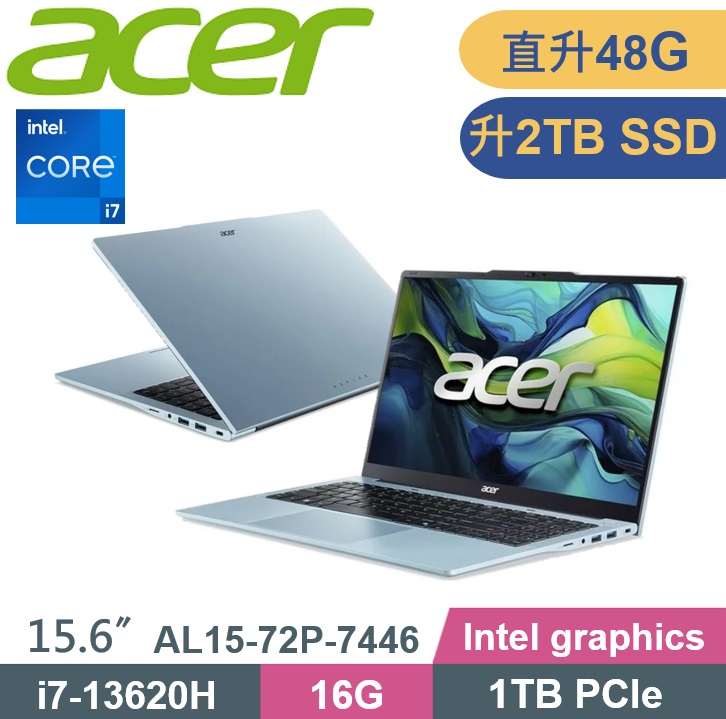 ACER 宏碁 Aspire Lite  AL15-72P-7446 (i7-13620H/16G+32G/2TB PCIe/W11/15.6) 特仕款