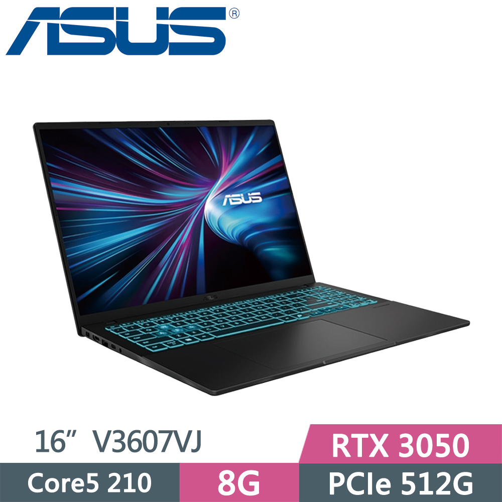ASUS 華碩 V16 V3607VJ-0031K210H 黑 (Core5-210H/8G/512GB SSD/RTX3050/16/W11)