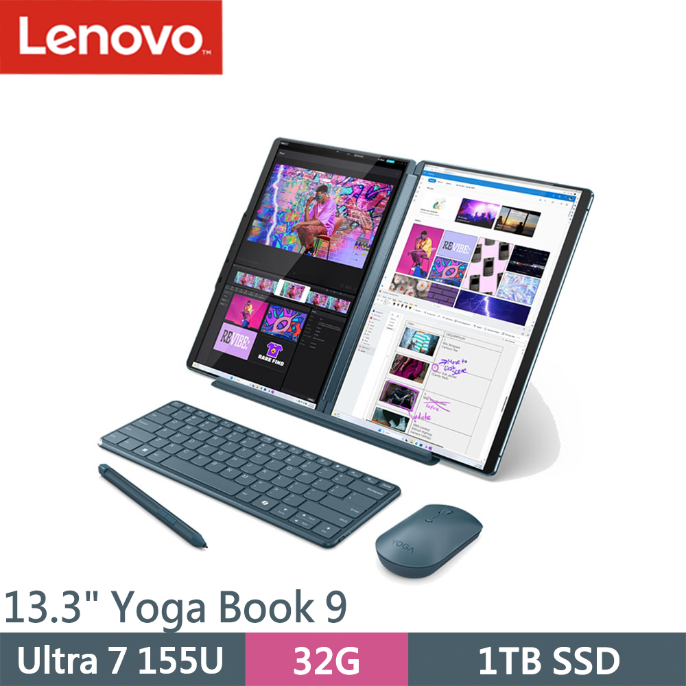 LENOVO 聯想 Yoga Book 9-83FF0029TW 綠(Ultra 7 155U/32G/1TB SSD/W11P/13.3)筆電