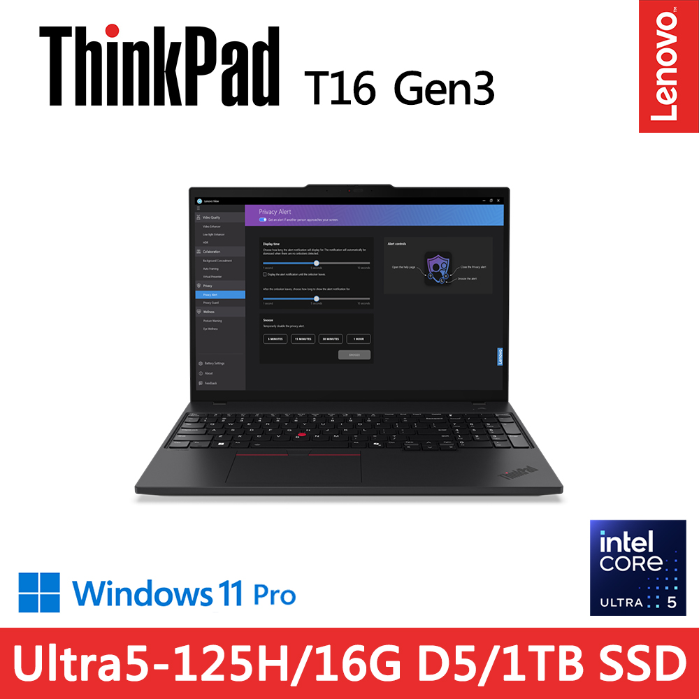 LENOVO 聯想 ThinkPad T16 Gen3 16吋商用AI筆電(Ultra5-125H/16GB/1TB/WIN11PRO)
