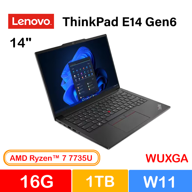 【M365組】Lenovo ThinkPad E14 Gen6 14吋 商用筆電黑(R7-7735U/16G/1TB/W11/21M3S0LV00)