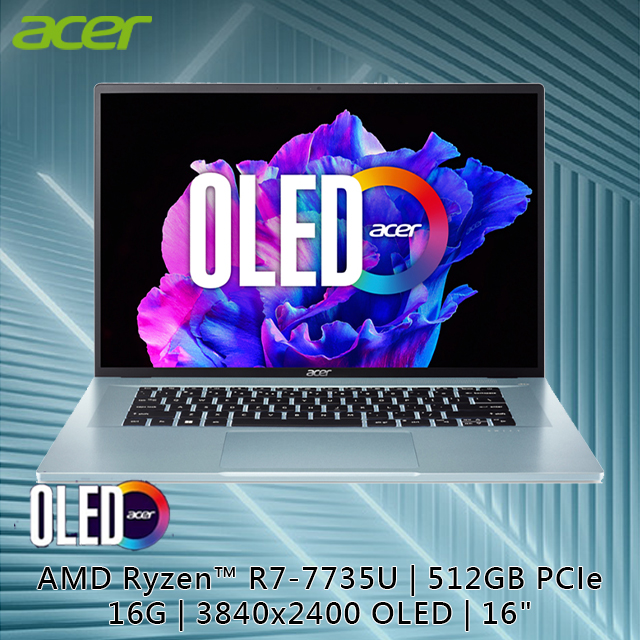 【網路攝影機組】Acer Swift Edge SFE16-42-R260 銀(R7-7735U/16G/512GB PCIe/W11/4K WQUXGA/16)