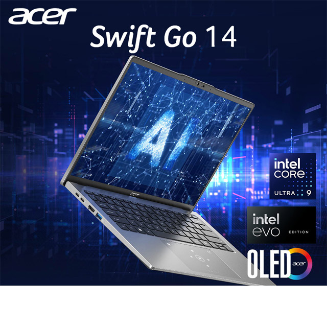 【1TB行動硬碟組】ACER Swift GO 14吋AI筆電銀(Ultra 9 185H/32G/1TB/SFG14-73-9896)