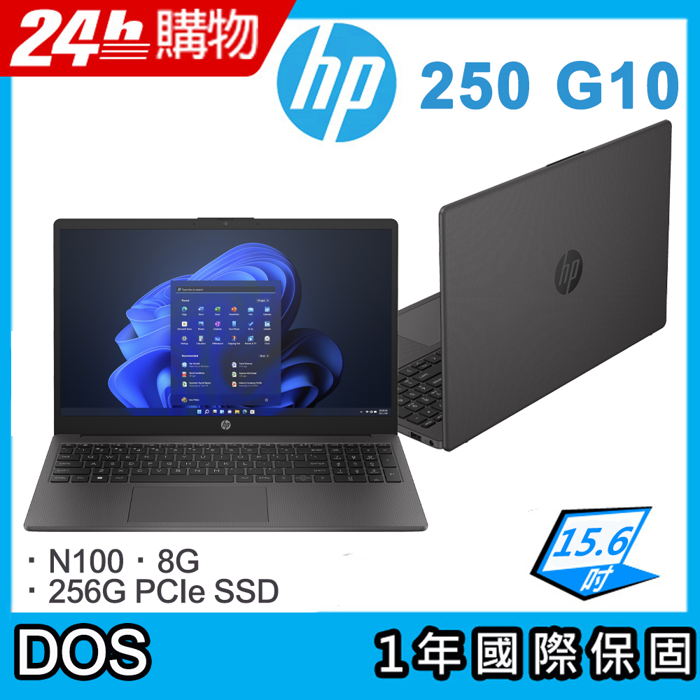 【羅技M720滑鼠組】(商) HP 250 G10 (N100/8GB/256GB/FreeDOS/FHD/15.6)