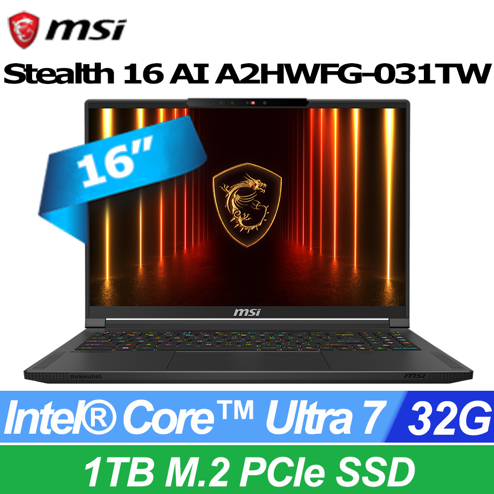MSI Stealth A2HWFG-031TW 是一款輕薄設計的筆記型電腦，搭載最新 Intel Core i7 處理器與 NVIDIA GeForce RTX 30 系列顯示卡，適合遊戲與高強度工作需求。擁有長效電池續航與高解析度螢幕，提供優異的使用體驗。