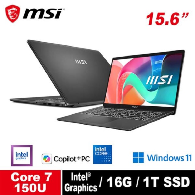 MSI 微星 Modern 15.6吋 商用筆電灰色(Intel Core 7 150U/16GB/1TB/W11P/F1MG-841TW)